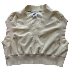 Nike Sportswear Cream Sweater Vest Women's Small V‑Neck Lightweight